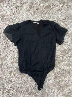 Abercrombie & Fitch Black Wrap-Front Short Sleeve Bodysuit